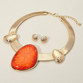 Bold Resin Stone Statement Necklace