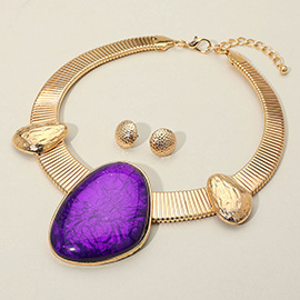 Bold Resin Stone Statement Necklace