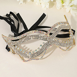 Rhinestone Pave Cat Eye Masquerade Mask