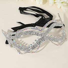 Rhinestone Pave Cat Eye Masquerade Mask