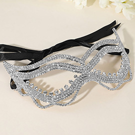 Rhinestone Pave Cat Eye Masquerade Mask