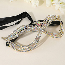 Rhinestone Paved Butterfly Masquerade Mask