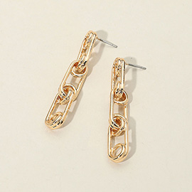 SECRET BOX_14K Gold Dipped Chain Drop Earrings