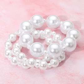 3PCS - Pearl Stretch Multi Layered Bracelets