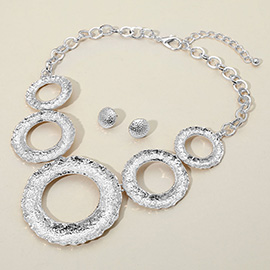 Textured Metal Ring Link Statement Necklace