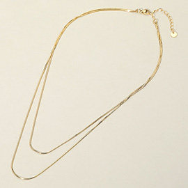 SECRET BOX_Stainless Steel Herringbone Chain Layered Necklace