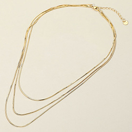 SECRET BOX_Stainless Steel Herringbone Chain Layered Necklace