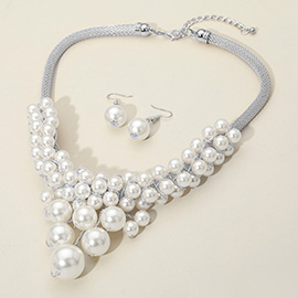 Pearl Cluster Beaded Statement Necklace