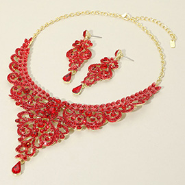 Multi Stone Embellished Evening Necklace