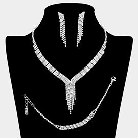 Rhinestone Paved Fringe Jewelry Set