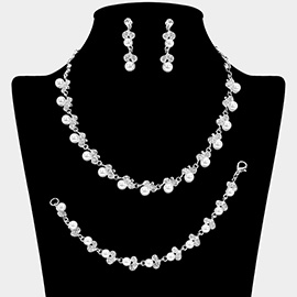 Pearl Rhinestone Jewelry Set