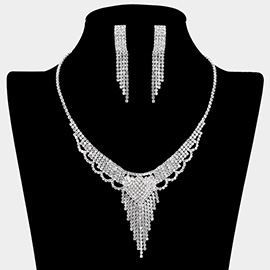 Rhinestone Paved Fringe Necklace