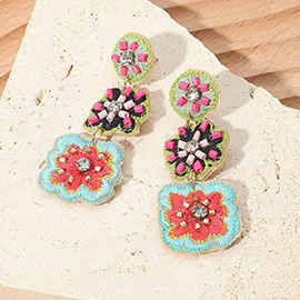 Boho Embroidered Floral Drop Earrings