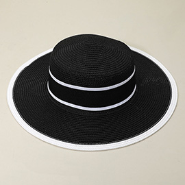 Woven Wide Brim Boater Straw Hat
