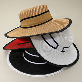 Woven Wide Brim Boater Straw Hat