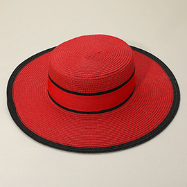 Woven Wide Brim Boater Straw Hat