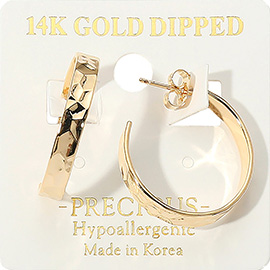 14K Gold Dipped Hypoallergenic Textured Hoop Earrings