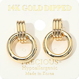 14K Gold Dipped Hypoallergenic Door Knocker Earrings
