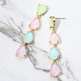 Teardrop Stone Link Dangle Evening Earrings