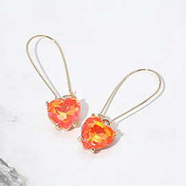 Heart Stone Cluster Dangle Earrings