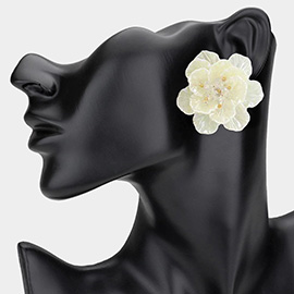 Faceted Beaded Bud Ombre Resin Petal Flower Earrings