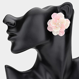 Faceted Beaded Bud Ombre Resin Petal Flower Earrings