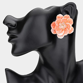 Faceted Beaded Bud Ombre Resin Petal Flower Earrings