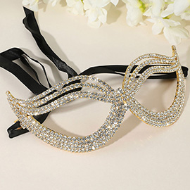 Rhinestone Pave Cat Eye Masquerade Mask