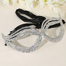 Rhinestone Pave Cat Eye Masquerade Mask