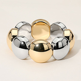 Metal Round Dome Beaded Stretch Bracelet
