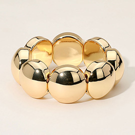 Metal Round Dome Beaded Stretch Bracelet