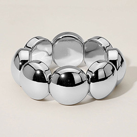 Metal Round Dome Beaded Stretch Bracelet