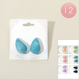 12Pairs - Marbled Teardrop Earrings