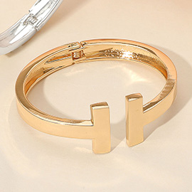 Metal T Tip Hinged Bangle Cuff Bracelet