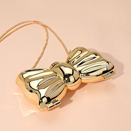 Metallic Compact Bow Clutch Evening Bag / Crossbody Bag