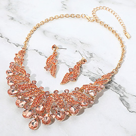 Teardrop Stone Cluster Rhinestone Paved Embellished Collar Evening Necklace