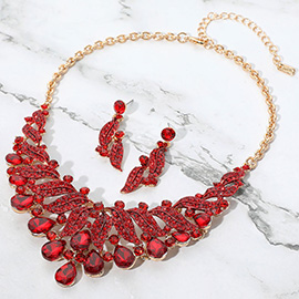 Teardrop Stone Cluster Rhinestone Paved Embellished Collar Evening Necklace