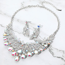 Teardrop Stone Cluster Rhinestone Paved Embellished Collar Evening Necklace