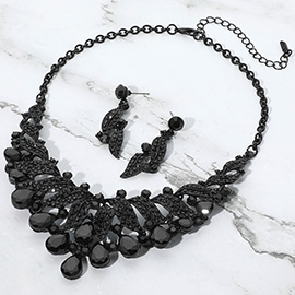 Teardrop Stone Cluster Rhinestone Paved Embellished Collar Evening Necklace
