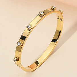 Stone Bezel Around Hinged Bangle Bracelet