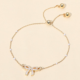 Enamel Bow Dainty Adjustable Cinch Pull Tie Bracelet