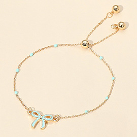 Enamel Bow Dainty Adjustable Cinch Pull Tie Bracelet