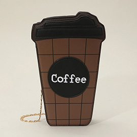 Faux Leather Coffee Cup Crossbody Bag