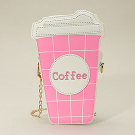 Faux Leather Coffee Cup Crossbody Bag