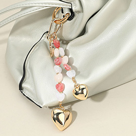 Double Heart Beaded Drop Keychain / Bag Charm