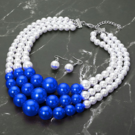Chunky Pearl Triple Layered Strand Necklace