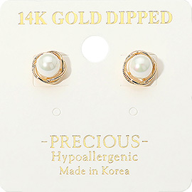 14K Gold Dipped Hypoallergenic Mini Pearl Stud Earrings