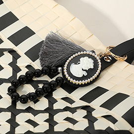 SECRET BOX_Cameo Tassel Shamballa Ball Beaded Bag Charm / Keychain
