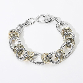 14K Gold Plated Two Tone Chain Link Bracelet