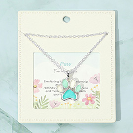 Sea Glass Paw Pendant Necklace